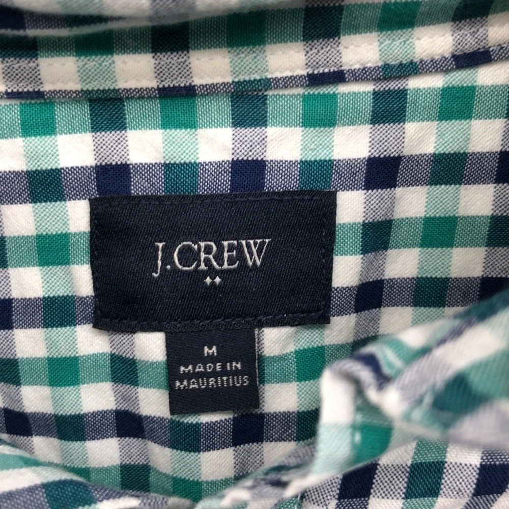 J.Crew Ralph Lauren Button Down Shirts Lot Mens M Blue Green Plaid Gingham 2pk
